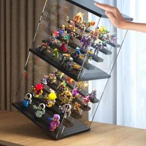 [셀러에이드]LED 투명 피규어 진열장 정리함 4층 하드케이스 소품 수납장