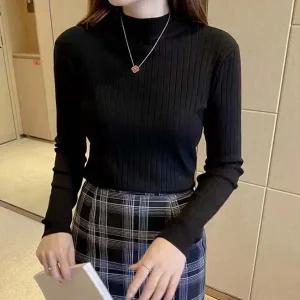 [하프클럽/]핏감좋은 스트라이프짜임 반목티 데일리룩 이너니트 폴라넥하