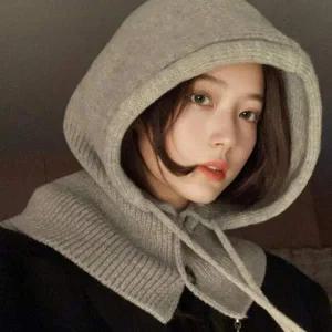 후드 넥워머 바라클라바 여자 겨울 방한 니트 심플