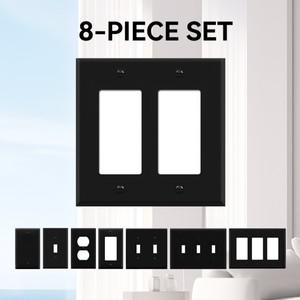 1벽 패널 전등 스위치 커버  다양한   순수한 검정색  소켓 견고하고 내구성이 뛰어남