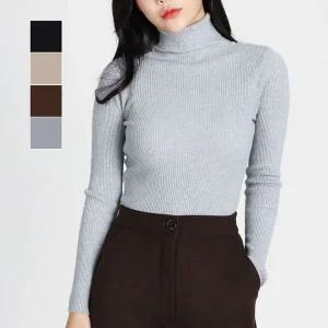 [하프클럽/]스탠다드 스트라이프짜임 스타일링광택 레이디스 터틀넥 스테