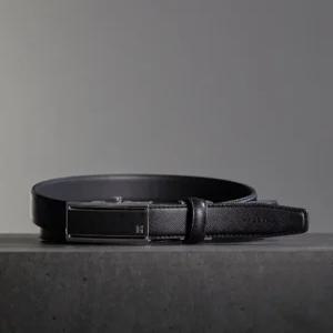 헤지스 액세서리 26SS 블랙 버클 H로고 소가죽 자동벨트 HJBE6E161BK