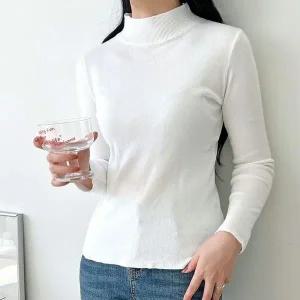 [하프클럽/]스판 훌륭한 폴라넥티시그니처 소프트 원단 스트라이프짜임 반