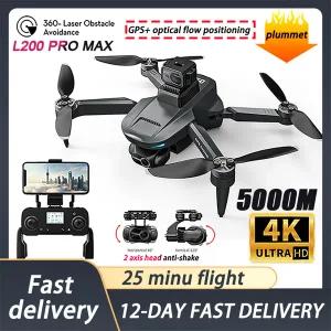 L200 프로 맥스 전문 드론 4K ESC 듀얼 카메라 360  장애물 회피 2 축 PTZ 브러시리스 GPS FPV RC 쿼드콥터