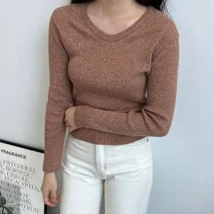 [하프클럽/]데일리 올데이 플레인 걸스원형넥 스트라이프짜임 롱티 스웨터