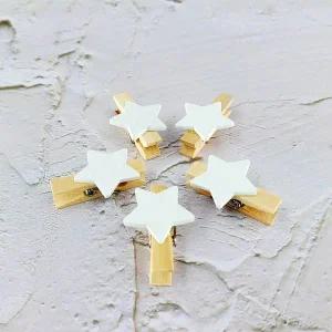 나무집게 장식용 미니 별 모양 소품 집게