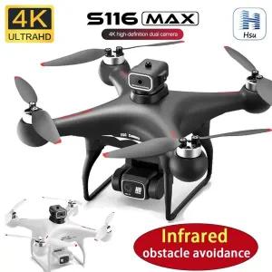 S116 MAX 드론 4K ESC HD 카메라 브러시리스 모터 장애물 회피 헬리콥터 원키 이륙 광학 흐름 쿼드콥터 장