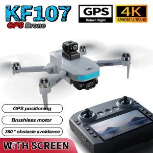KF107 GPS 전문 드론 브러시리스 4K HD 카메라 화면이 있는 리모컨 광학 흐름 지능형 접이식 쿼드콥터 장난