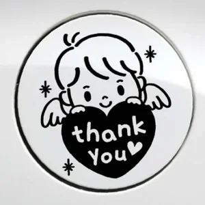 ksr 자동차 주유구스티커 꼬마하트남아 땡큐 블랙