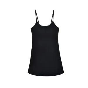 캡내장 탈부착 인견 끈 슬립 원피스 - 블랙 속옷 여성슬립