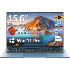 SGIN 15.6인치 노트북 컴퓨터, 16GB RAM 1024GB SSD가 탑재된 Windows 11 노트북, Celeron N5100, Office 365, WiFi 6, IPS FHD, 180 보기, 53.2WH 배터리, HDMI, 쿨링 팬, 비즈니스 및 학생용