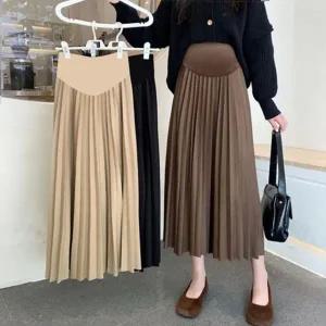 치마 롱 플리츠주름치마하이웨스트임산부복대스커트 205303