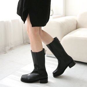 [비비오]발편한 라운드토 통굽 여성 빅사이즈 하프부츠 미들부츠 4cm