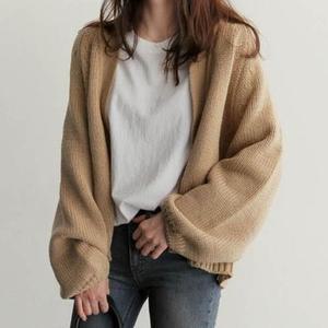 [XBG35JLP]깔끔한 로브 가디건 베이지색 짧은 가디건