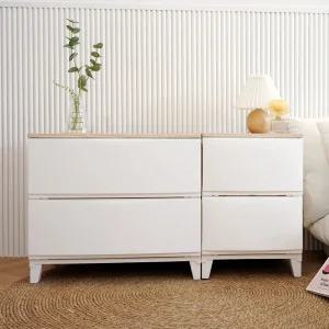 세라비 2단 우드상판 조립 플라스틱 서랍장 와이드 수납장