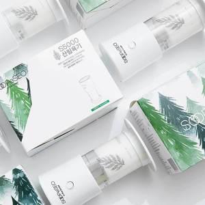 숲에서 편백 피톤치드 자동차 냄새제거 차량용 방향 S5000 산림욕기 1세트(기계+리필겔)+리필겔 1개