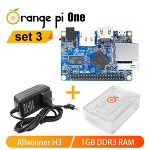 오렌지 파이 원 싱글 보드 컴퓨터 세트 1GB RAM 파워 서플라이 투명 흰색 케이스 Allwinner H3 쿼드 코어 C