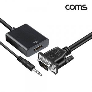 VGA스테레오(stereo 3.5mm) to HDMI 변환 컨버터 오디오 지원 케이블 타입 1080P