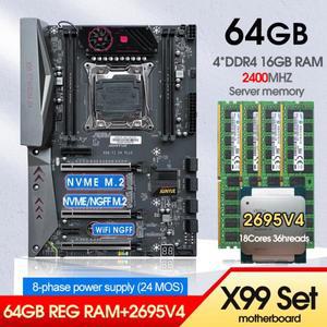 X99 마더보드 키트 세트 콤보 Xeon E5 2695 V4 CPU LGA 2011-3 4*16GB=64GB DDR4 2400MHZ RAM 메모리 지원