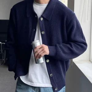 남성 카라넥 니트 가디건 스탠다드핏 꾸안꾸 간절기 봄 가을 겨울용 심플 데일리 가디건 3color