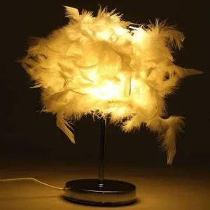 깃털 무드등 화이트 스틸받침 책상 테이블램프 조명 미니스탠드 테이블램프 침실스탠드 단스탠드