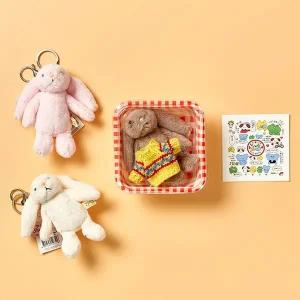보들보들 샤샤토끼 인형 키링+옷+카드+체크박스