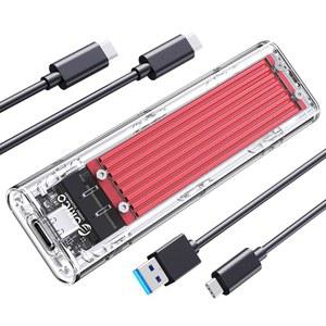 ORICO M.2 NVMe SSD 인클로저, USB 3.2 2세대(10Gbps), 2280 2260 2242 2230 PCI-E M2 M-Key SSD용 투명 외장 솔리드 스테이트 드라이브 어댑터 타입 C 컨버터 케이스-TCM2 레드