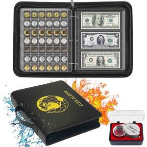 수집가용 내화 동전 화폐 수집 앨범 북, 360 포켓 및 15 슬리브 용품, 우표, 지폐용 지폐