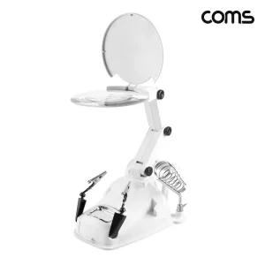 Coms 납땜 LED 확대경 보조 스탠드 3배율 4.5LED LED인두기 인두