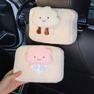 귀여운 만화 플러시 구름 꽃 자동차 티슈 상자 자동차 뒷좌석 머리 받침 팔걸이 종이 주최자 스토리지에 대한 냅킨 홀더를 교수형