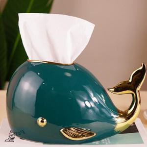 도자기재질 고래 정사각 티슈용 휴지 케이스 1p 커버 냅킨통 티슈함 인테리어소품