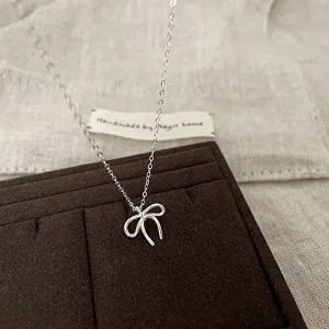 여성 데일리 포인트 심플 리본 목걸이-WFB5543