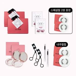 [더블] 글래쉬 반영구 착붙 속눈썹 풀세트 (내추럴컬2쌍+자석뷰러2+브러쉬2+케이스2+쇼핑백2+스페셜컬2쌍)