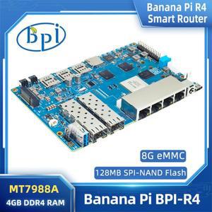 Banana Pi BPI-R4 MediaTek MT7988A(Filogic 880) 쿼드 코어 Arm Corex-A73 4GB DDR4 8G eMMC 128MB SPI NA