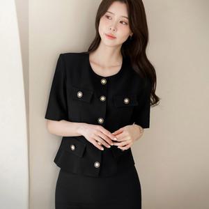 [시크라인] (~XXL까지) 새디 노카라 라운드넥 트위드 자켓 여름 하객룩 오피스룩 데이트 모임 미시 빅사이즈