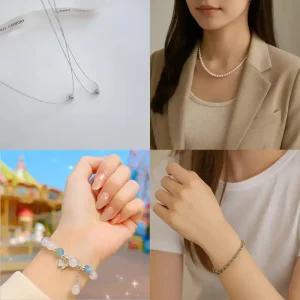 데일리 팔찌 목걸이 하트 미니 심플 진주 십자가 체인 오팔 팔찌 생일 우정 커플 선물 원석 비즈 악세사리