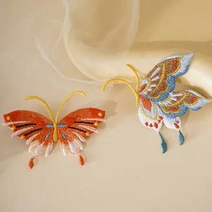 나비 와펜 열접착 한복 가방 꾸미기 리폼 패치 2개 의류부자재 자수 패치