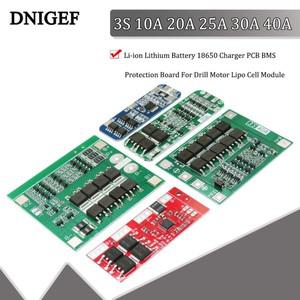 3S 10A 20A 25A 30A 40A 리튬이온 리튬 배터리 18650 충전기 PCB BMS 보호 회로 드릴 모터 리포 셀 모듈용