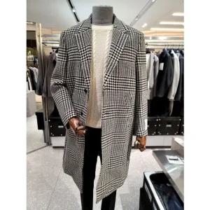 [갤러리아] 본 이태리 안젤리코 원단 블랙 글렌체크 남성코트 BN3WHA581