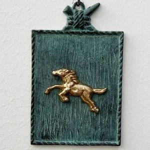 [보리보리/오너클랜]코뚜레 청동판 주물액자 풍수액자 말 1P