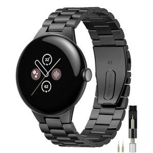 Google Pixel Watch 3 45mm 41mm 밴드, 갭 없음, 남성 비즈니스용 스테인리스 스틸 조절식 손목 밴드 교체 스트랩, 41mm/2/1에 호환되는 Miimall 금속