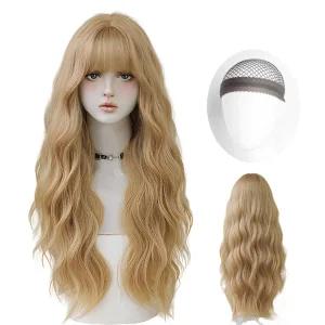 LaBella 가발 여성 통가발 샴페인 글로우 웨이브 71cm