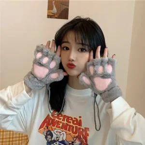 곰발바닥 장갑 겨울 방한 동물장갑 손가락 반장갑