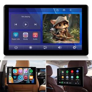 NHOPEEW 자동차 헤드레스트 비디오 플레이어, 9인치 IPS 화면 TV 지원 휴대폰 무선 카플레이 및 안드로이드 오토, 미러 링크, 웹사이트, 음성 제어 + 64G 메모리 카드