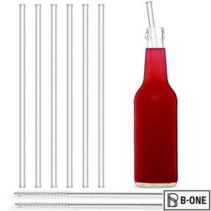 25cm 긴 유리 마시는 빨대 투명 재사용 가능한 브러쉬 세트 스무디 밀크 쉐이크 용 친환경