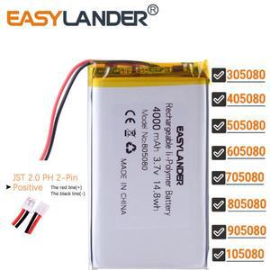 JST 2.0mm 2Pin 3.7V 4000mAh 805080 리튬 이온 폴리머 배터리 Lipo
