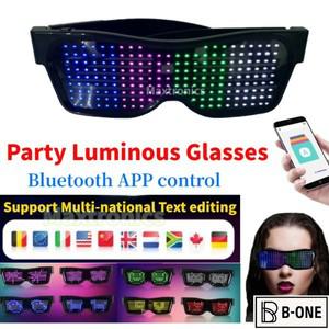 블루투스 LED 안경 DIY 다국어 텍스트 낙서 RGBWRED녹색 색상 할로윈 파티 레이브 음악 축제 글로우