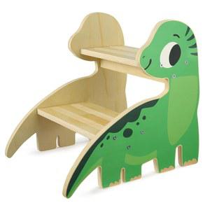 유아용 스텝 스툴, 미끄럼 방지 베이스가 있는 2단계 나무 욕실 싱크대, 주방 및 침실용 귀여운 프린트 디자인 배변 훈련용 스툴(공룡)