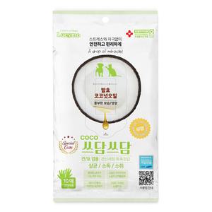 코코쓰담쓰담 발효 코코넛오일 강아지 고양이 워터리스 전신케어 세정+소취 목욕장갑 10매