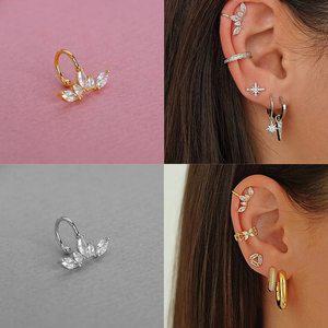 귀찌 귀안뚫는귀걸이 자석귀찌  925 스털링 실버 마이크로 페이브 CZ 작은 클립 온 귀걸이 연골 보석 여성